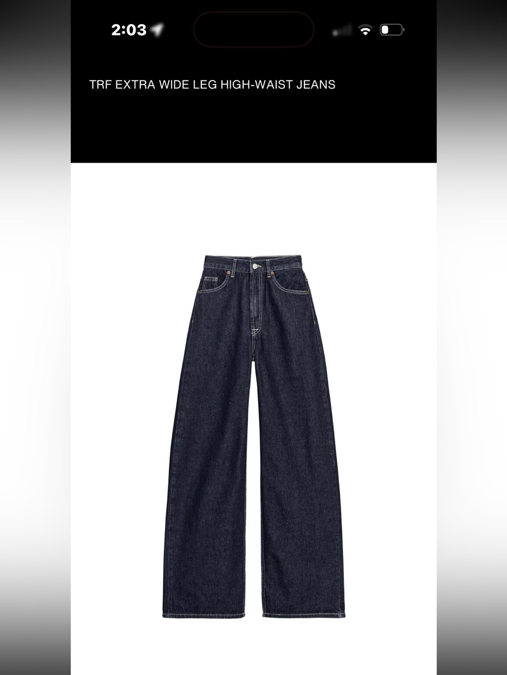 Zara Wide-Leg High-Rise Indigo Jeans